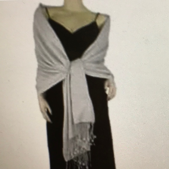 Authentic Pashmina Cashmere/Silk Wrap Blue Shawl Scarf Stole - Picture 5 of 7